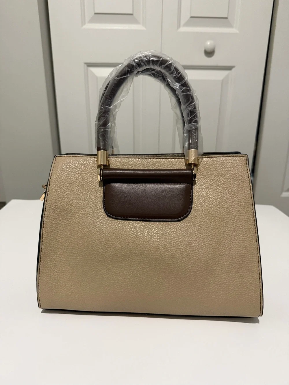 PLAY & SINGN Beige and Brown Structured Satchel Bag Set